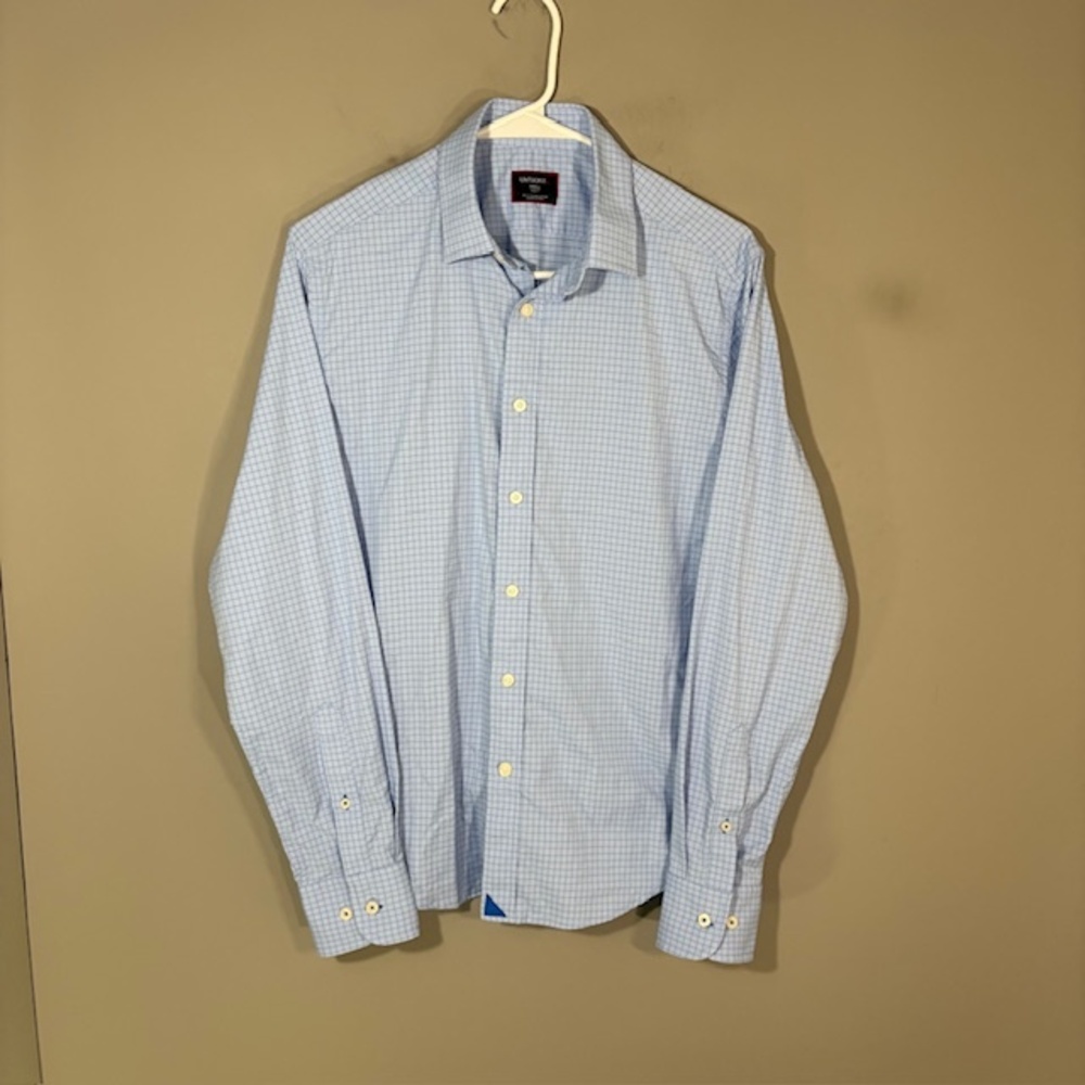 UNTUCKit Austin Shirt Mens Small Blue Check Long Sleeve Button Up Slim Fit